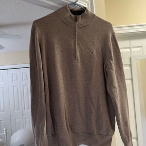 Vineyard Vines Men's Tan Zip-Up Sweater